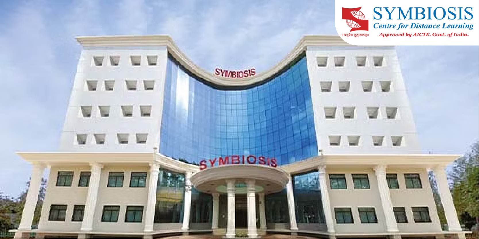 Symbiosis Center For Distance Learning College Building Is Shown In The Image Along With SCDL Logo On The Right Top Corner Of The Image.